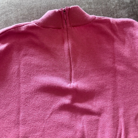 Vintage NICOLE SUMMERS 100% Cotton Pink Back Zip Mock Neck Turtleneck Sweater S - Picture 7 of 10